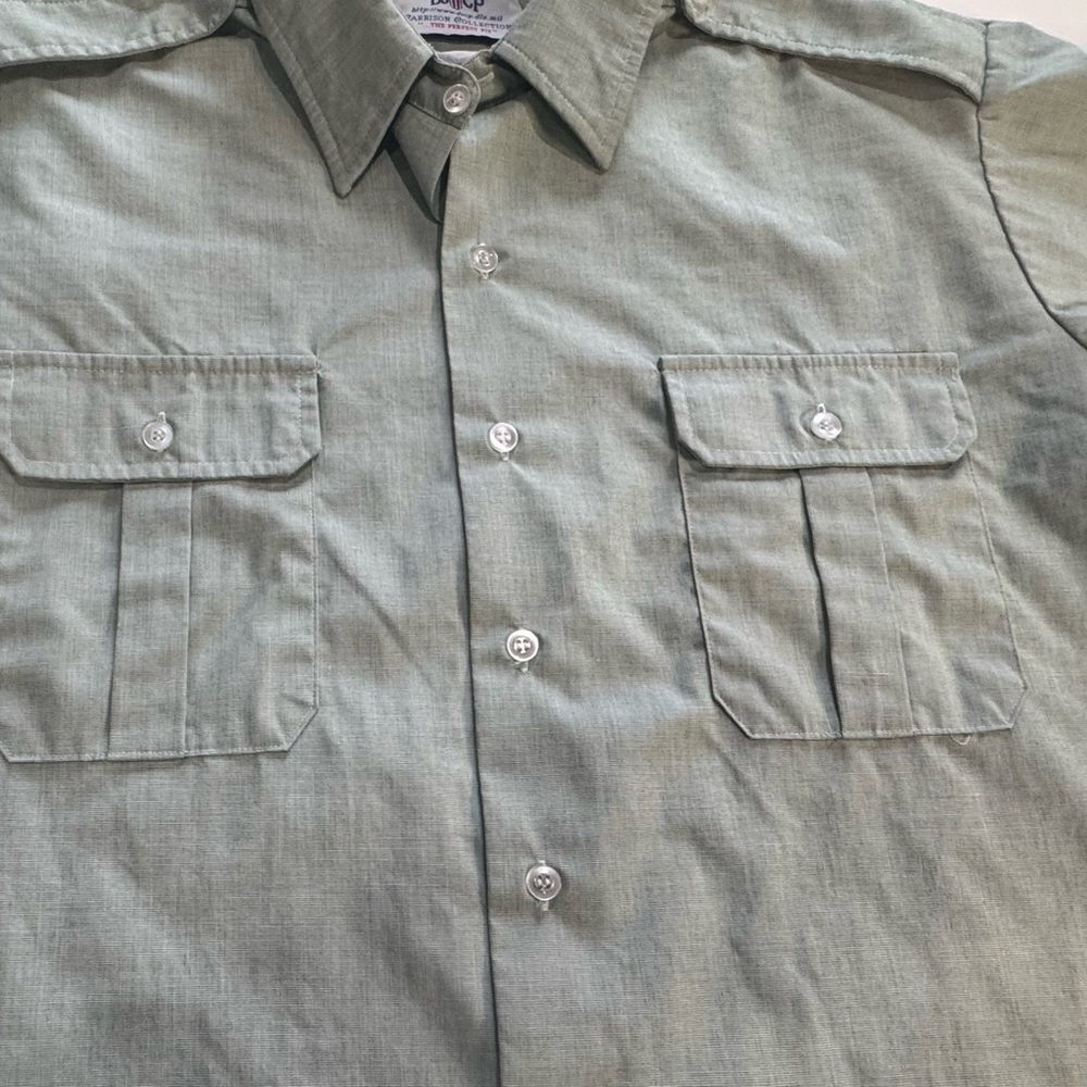 US Military DSCP AG-415 Shirt Mens Size 17 Green Short Sleeve Uniform - Picture 8 of 11
